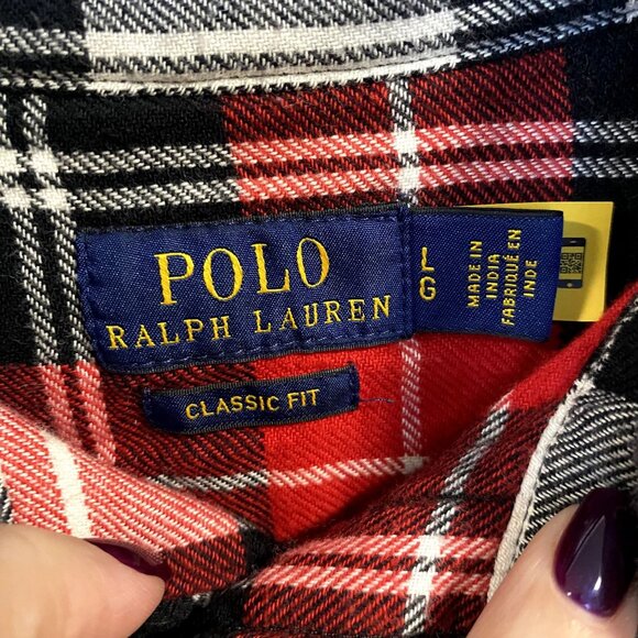 Polo Ralph Lauren Flannel Plaid All Over Embroidered Holiday Bear Women's Size L - Picture 3 of 8